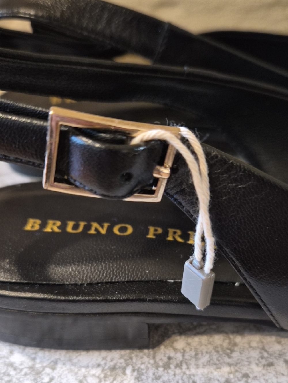 Bruno Premi Black Leather Pearl-Embellished Slingback Flats - Picture 5 of 10